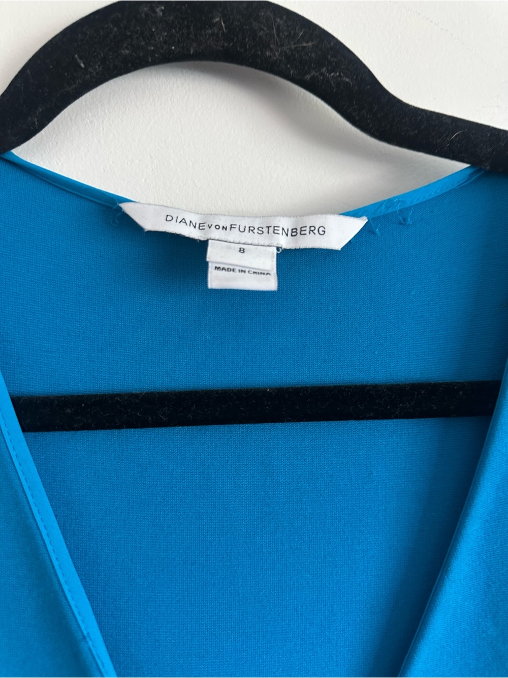 Diane von Furstenberg Cerulean Blue Sleeveless Ruched Faux Wrap Dress Size 8 - Picture 3 of 5
